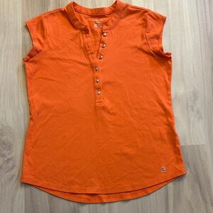 4/$20 Calvin Klein Collection Orange Half Button-Down Shirt PTP 18" Stretch